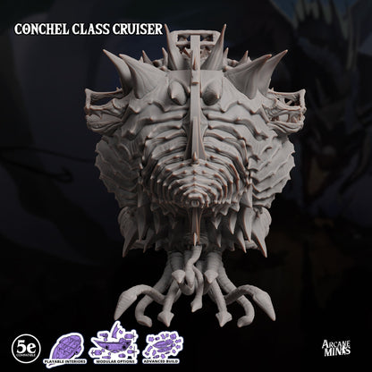 Conchel Class Cruiser - Arcane Minis | 32mm | Psychic Squids | Airship | Massive! | Playable Interior | 1195mm Long!