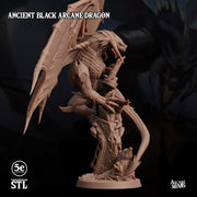 Ancient Black Arcane Dragon - Arcane Minis | 32mm | Chromatic | Swamp
