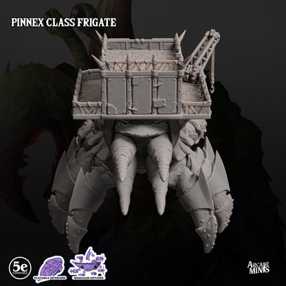 Pinnex Frigate, Crab Airship - Arcane Minis | 32mm | Research Station | Playable Interior | Crane | Lobster