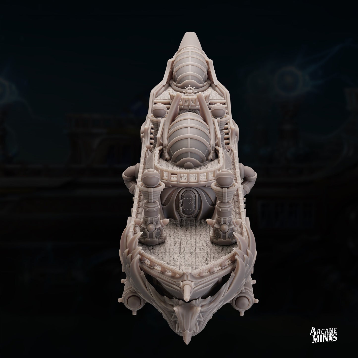 Teslite Class Cruiser - Arcane Minis | 32mm | Airship | Science Vessel | Playable Interior | Laboratory | 1085mm long!