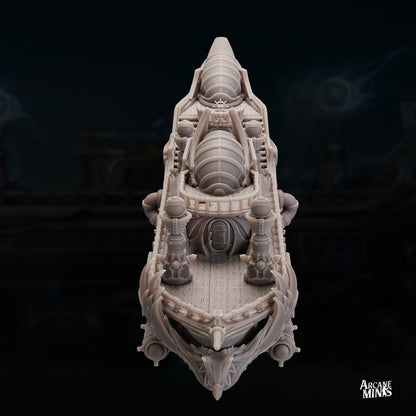 Teslite Class Cruiser - Arcane Minis | 32mm | Airship | Science Vessel | Playable Interior | Laboratory | 1085mm long!
