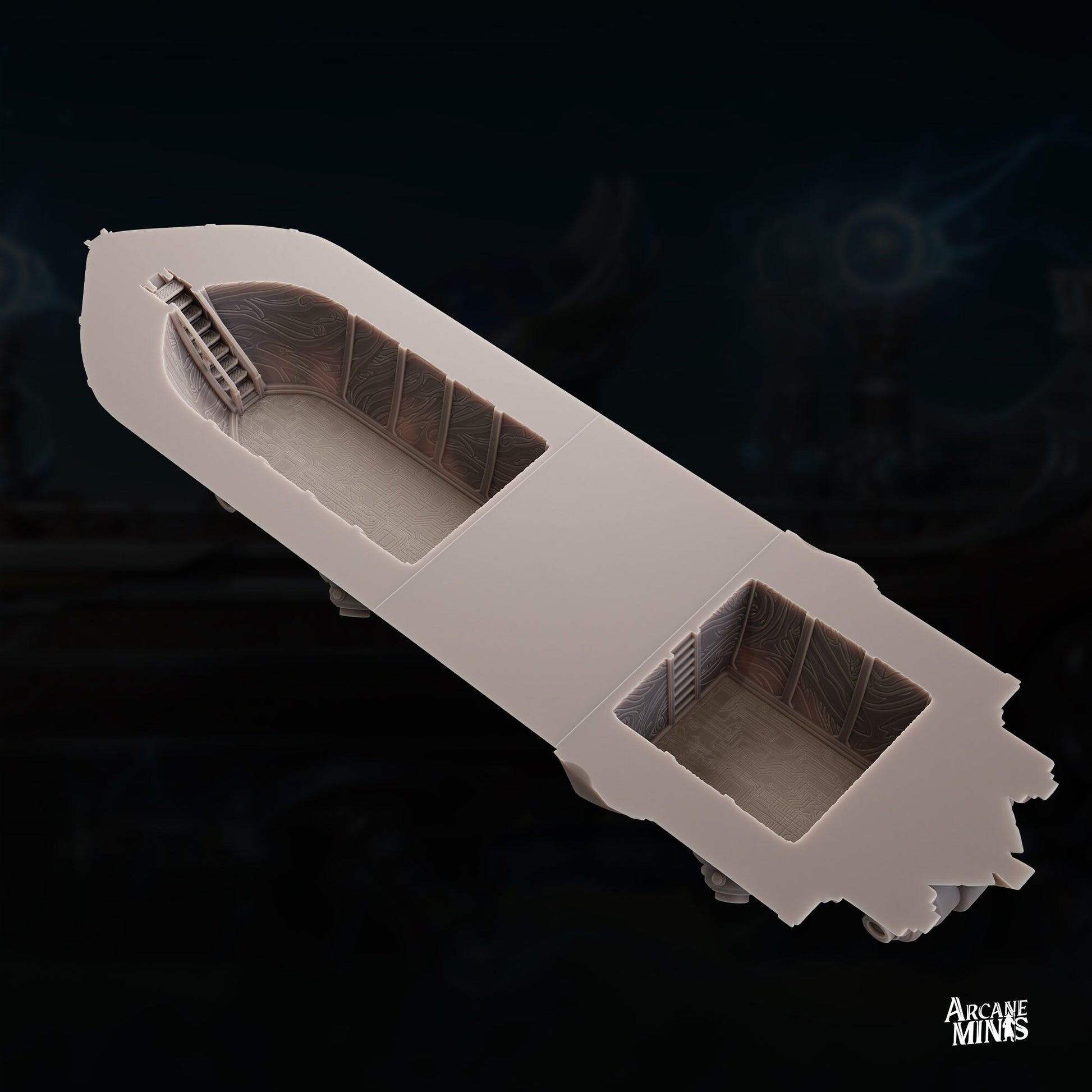 Teslite Class Cruiser - Arcane Minis | 32mm | Airship | Science Vessel | Playable Interior | Laboratory | 1085mm long!