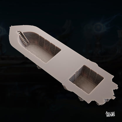 Teslite Class Cruiser - Arcane Minis | 32mm | Airship | Science Vessel | Playable Interior | Laboratory | 1085mm long!