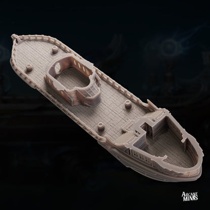 Teslite Class Cruiser - Arcane Minis | 32mm | Airship | Science Vessel | Playable Interior | Laboratory | 1085mm long!