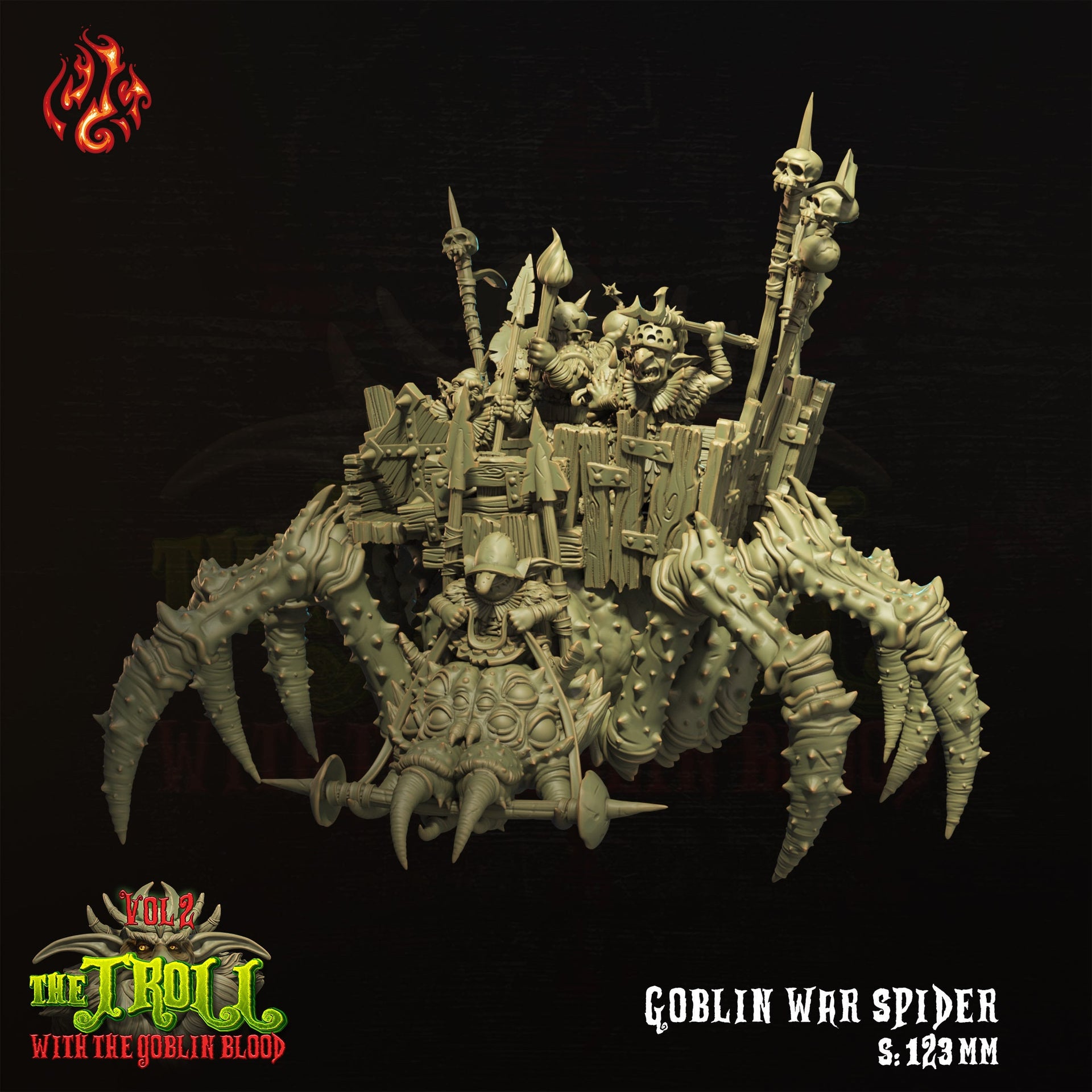 Goblin war spider - Crippled God Foundry - Troll With the Goblin Blood | 32mm | Cave | Gant