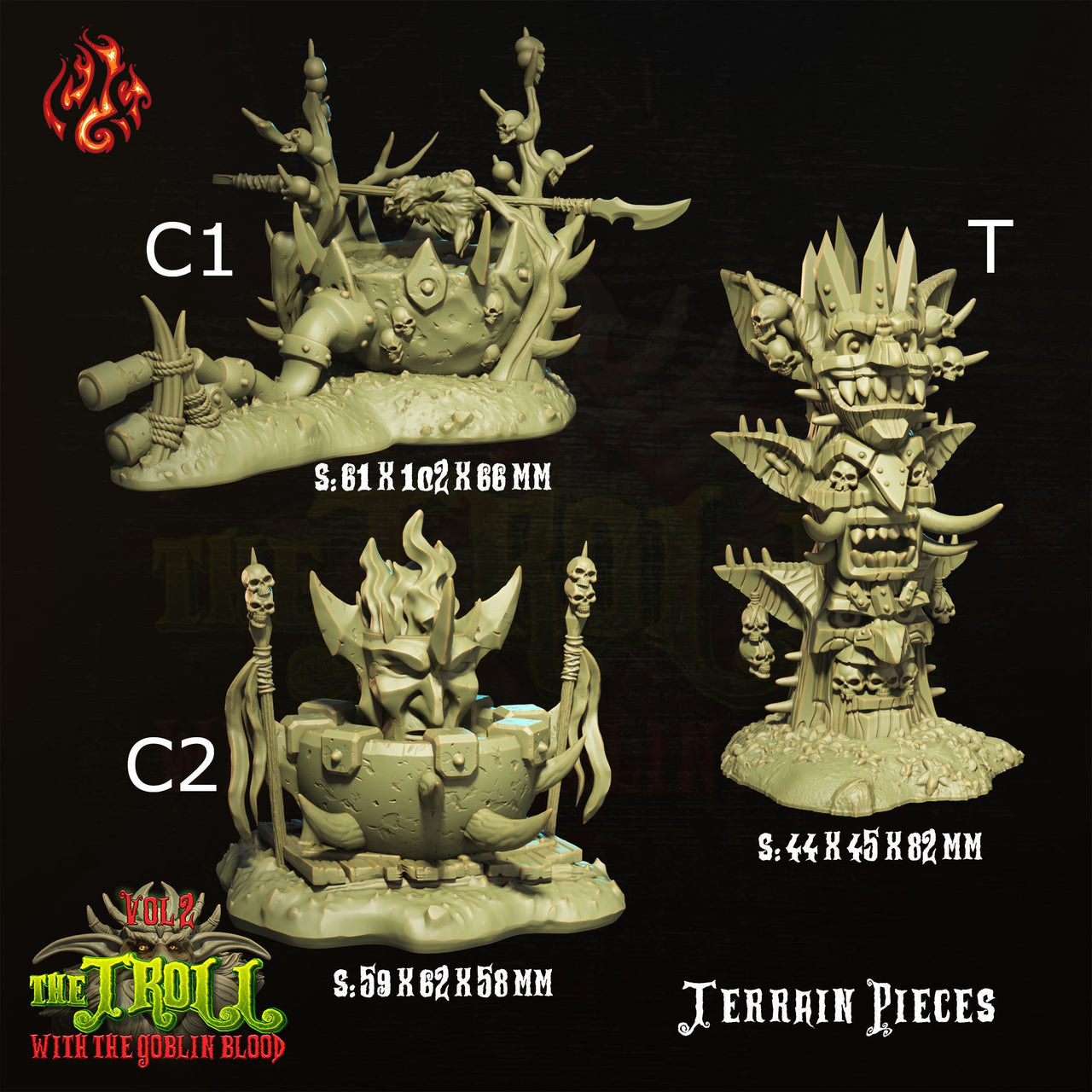 Usurper King's Camp Scenery - Crippled God Foundry - Troll With the Goblin Blood | 32mm | Cave | Totem | Tent