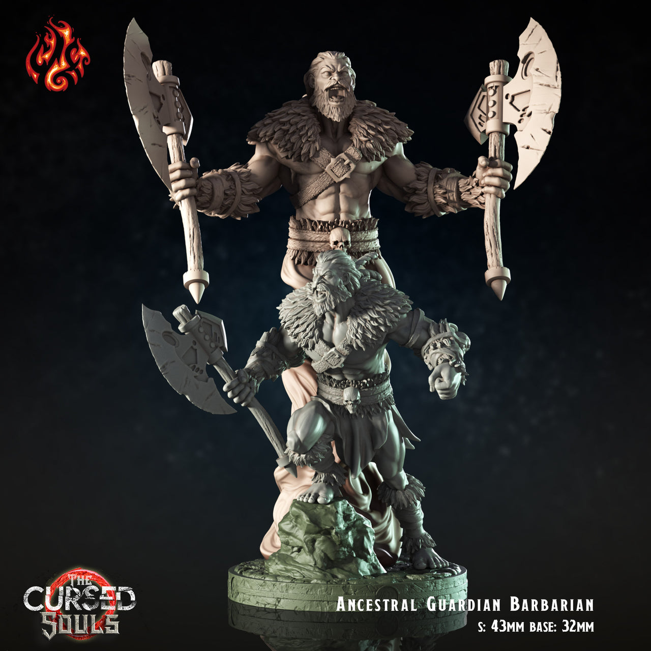 Ancestral Guardian Barbarian - Crippled God Foundry - The Cursed Souls | 32mm | Ghost | Spirit