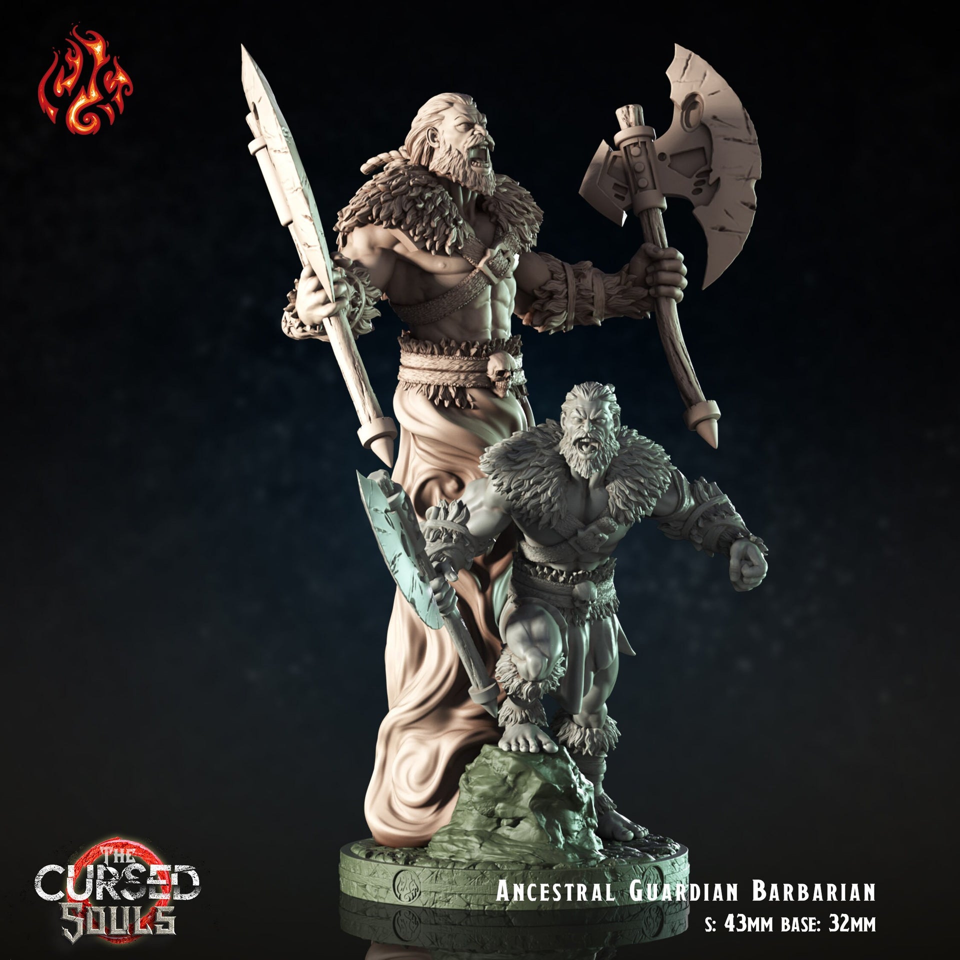 Ancestral Guardian Barbarian - Crippled God Foundry - The Cursed Souls | 32mm | Ghost | Spirit