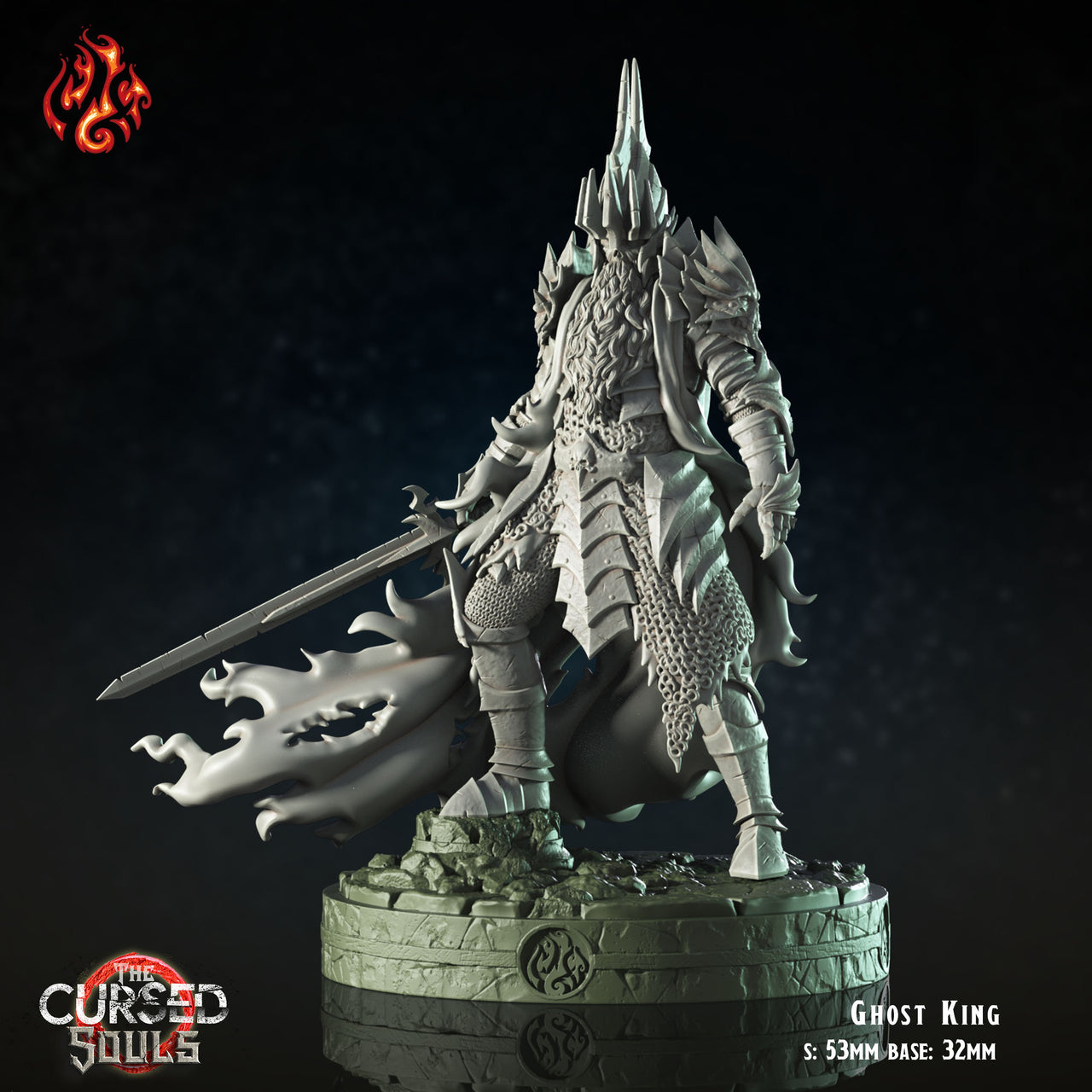 Ghost King - Crippled God Foundry - The Cursed Souls | 32mm | Ghost | Spirit | Wight | Wraith