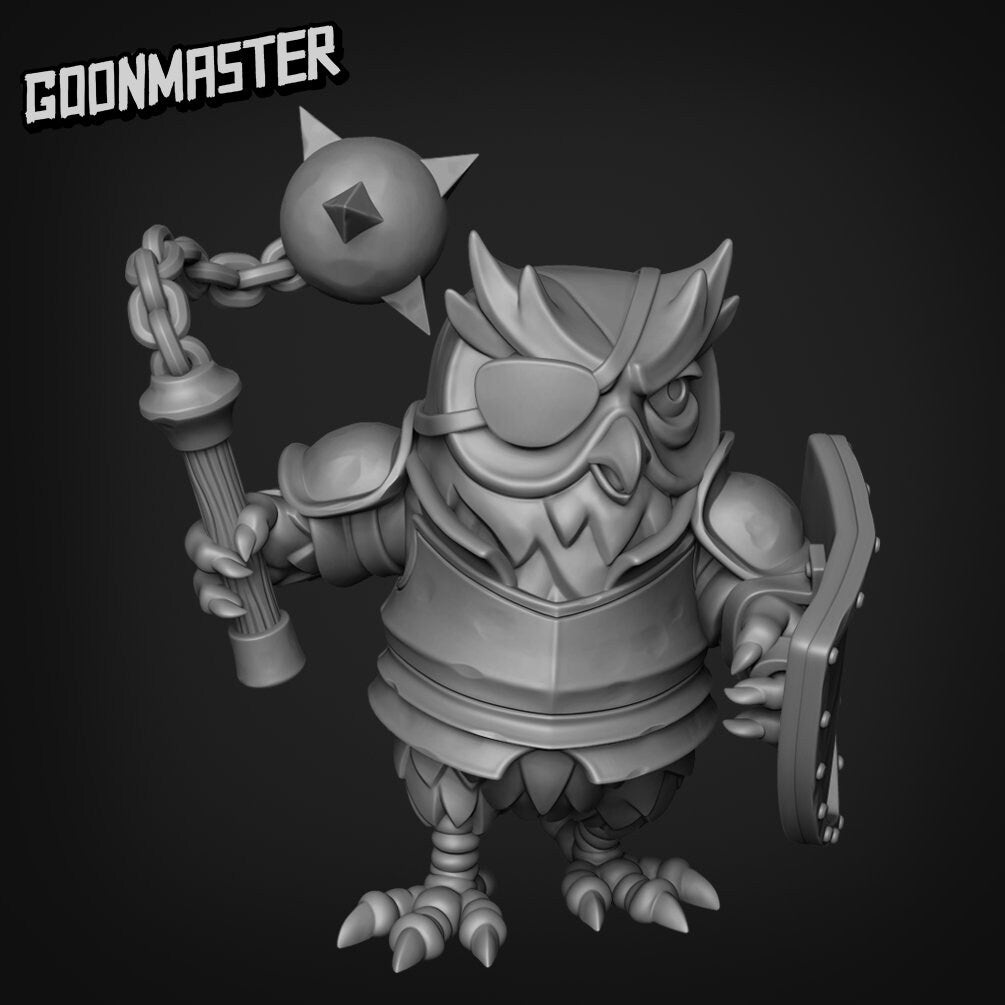 Owlfolk Army - Goonmaster | Ornery Owls | Miniature | D&D | Wargaming | Roleplaying Games | 32mm | Mage | Soldier