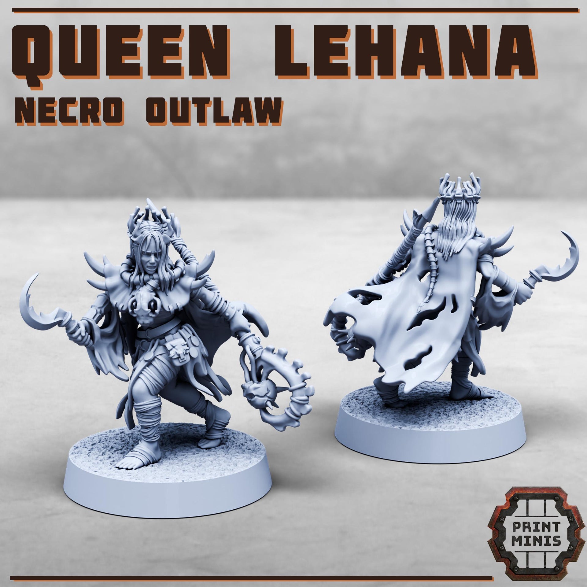 Queen Lehana, Necro Outlaw - Print Minis | Sci Fi | Mercenary | Assassin | 28mm Heroic | Mercenary | Gang Leader