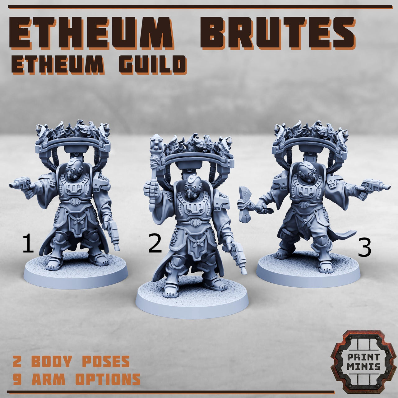 Etheum Brutes, Power Armor Cultists - Print Minis | Sci Fi | Imperial | 28mm Heroic