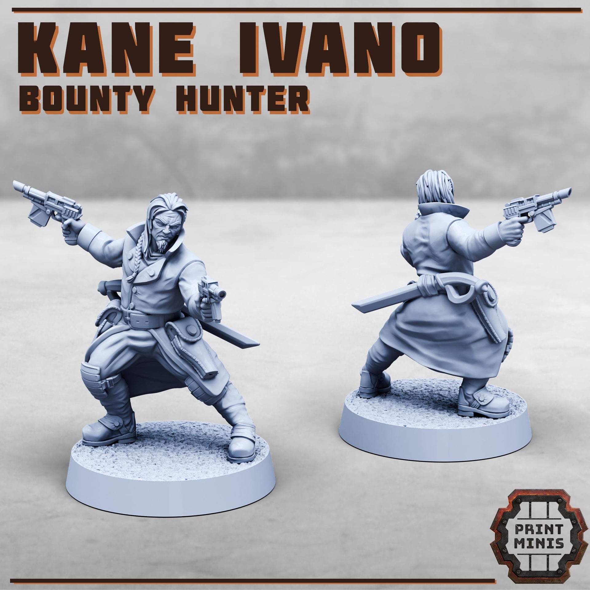 Kane Ivano, Bounty Hunter - Print Minis | Sci Fi | Assassin | 28mm Heroic | Mercenary