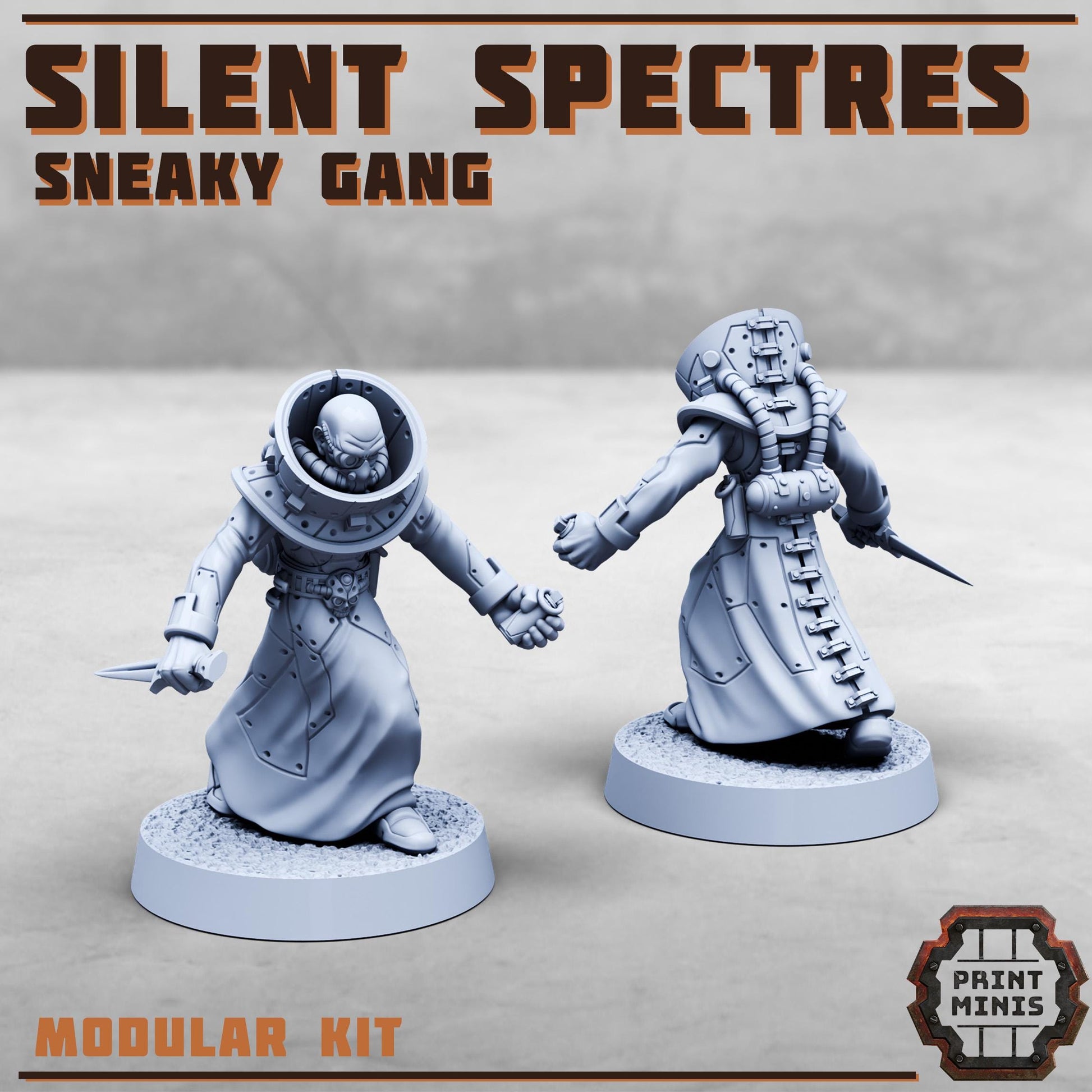 Silent Spectres, Sneaky Gang- Print Minis | Sci Fi | Light Infantry | 28mm Heroic | Apocalypse | Bandits | Wasteland
