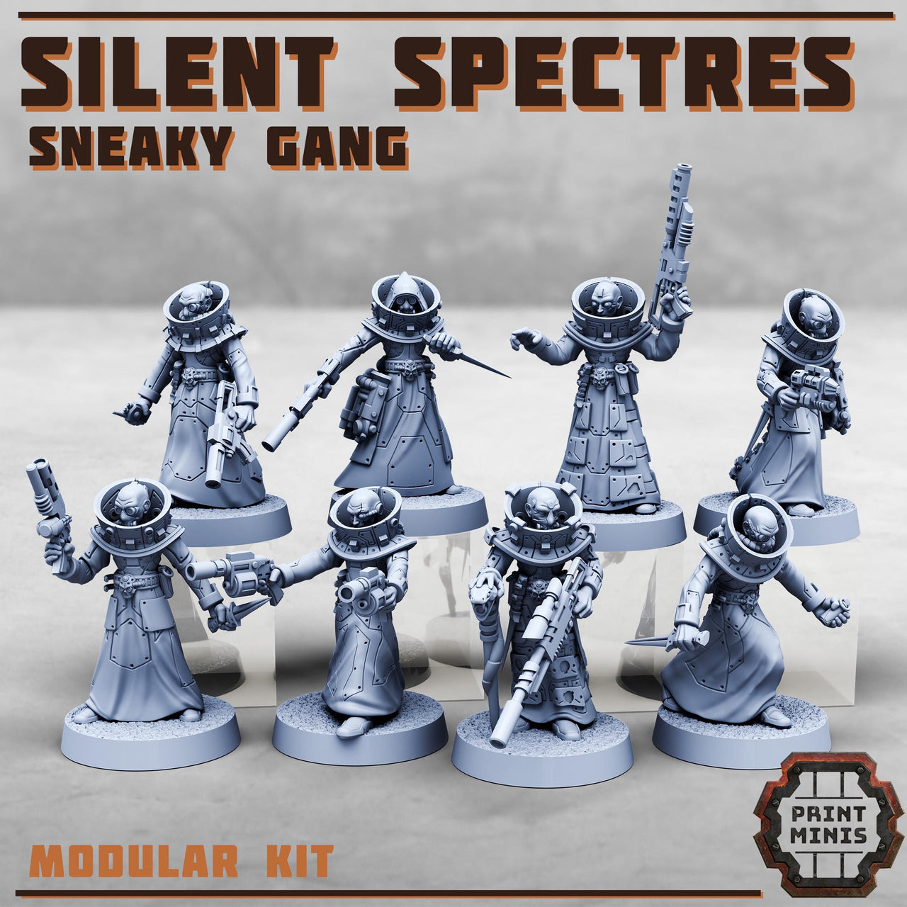 Silent Spectres, Sneaky Gang- Print Minis | Sci Fi | Light Infantry | 28mm Heroic | Apocalypse | Bandits | Wasteland