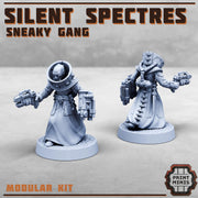 Silent Spectres, Sneaky Gang- Print Minis | Sci Fi | Light Infantry | 28mm Heroic | Apocalypse | Bandits | Wasteland