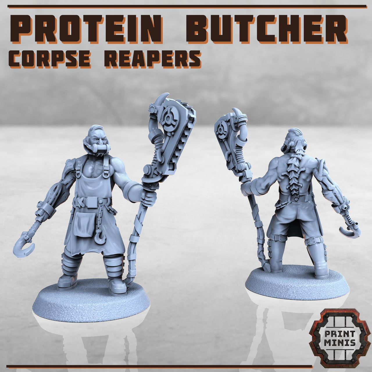 Protein Butcher - Print Minis | Sci Fi | 28mm Heroic | Mercenary | Gang Leader | Bandit | Raider