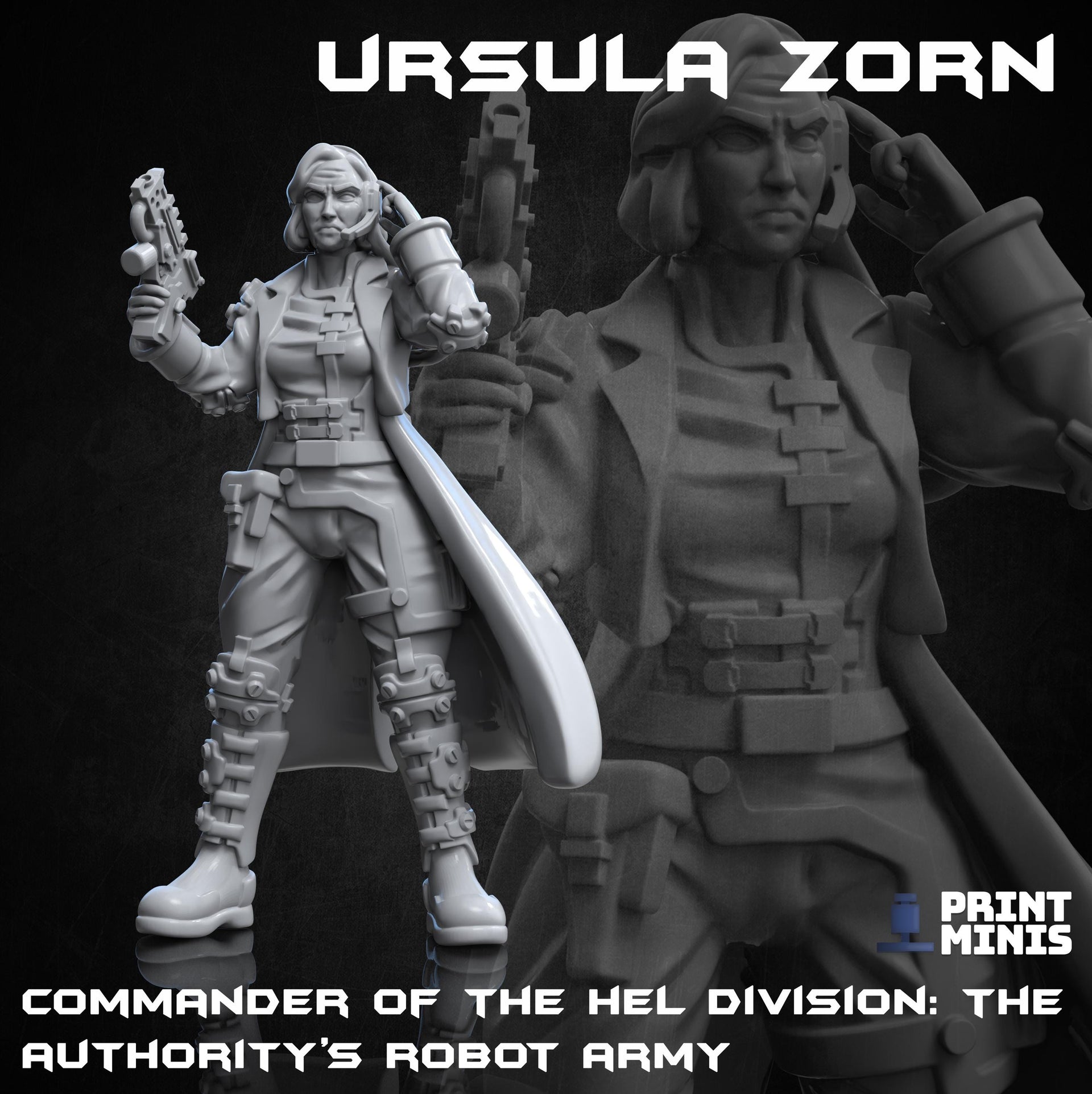 Ursula Zorn, Robot Commander - Print Minis | Sci Fi | 28mm Heroic | General | Sergeant