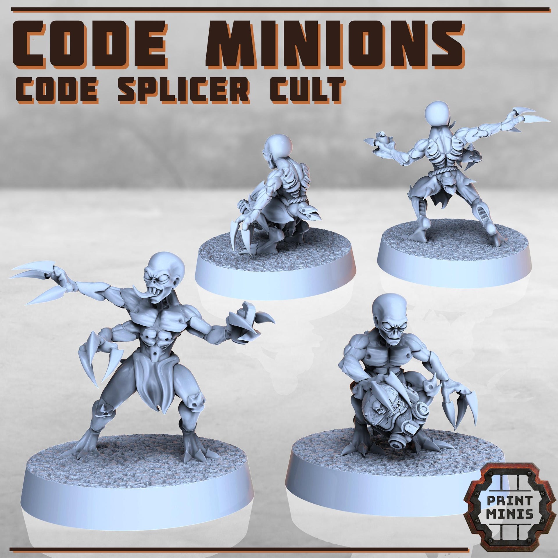 Code Minion, Code Splicer Cult Mutant - Print Minis | Sci Fi | 28mm Heroic | Demon | Alien