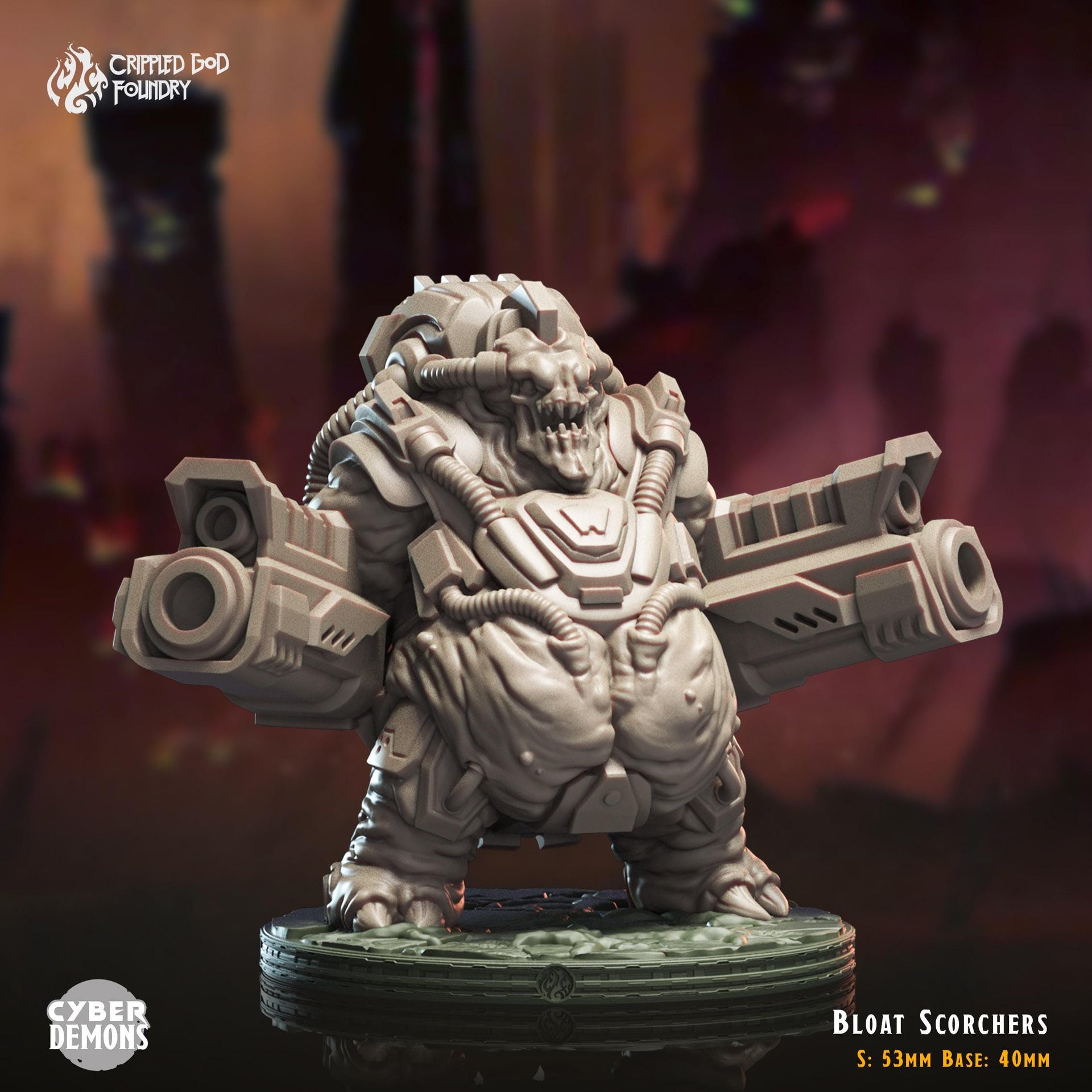 Bloat Scorchers, Fat Demon Mech - Crippled God Foundry - Cyber Demons | 32mm | Scifi | Hell | Devil | Cyborg