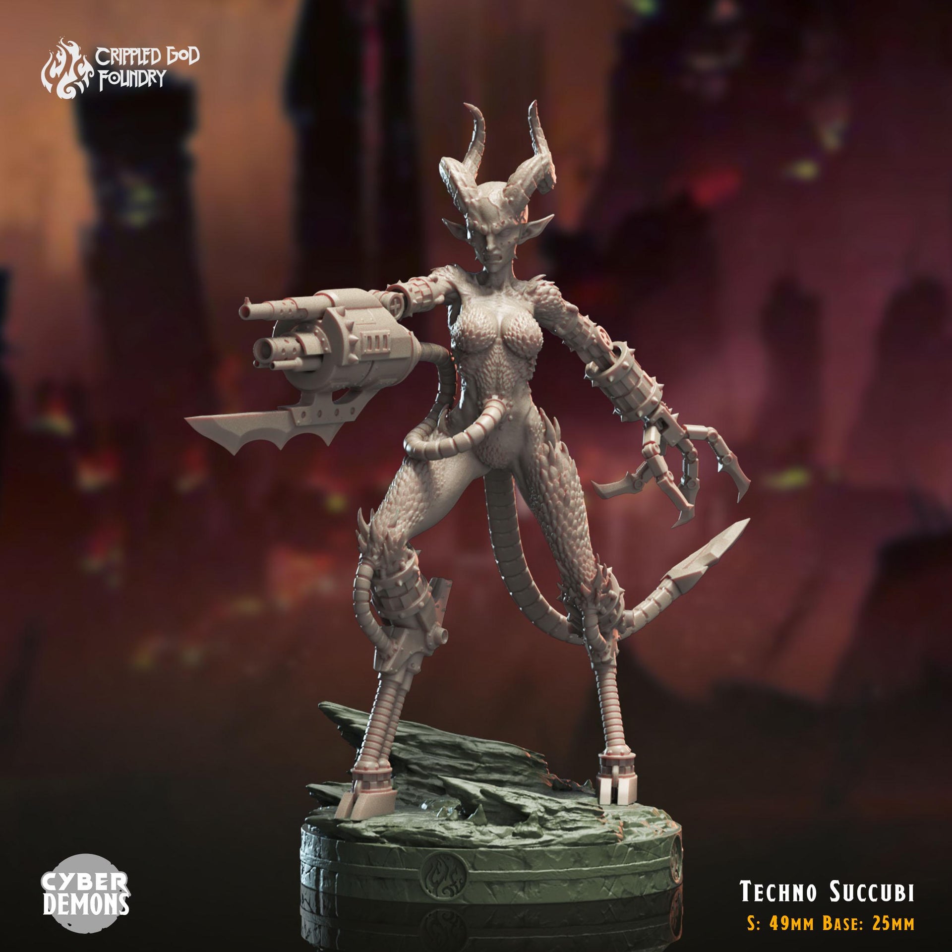 Techo Succubi, Demon Assassins- Crippled God Foundry - Cyber Demons | 32mm | Scifi | Hell | Devil | Cyborg