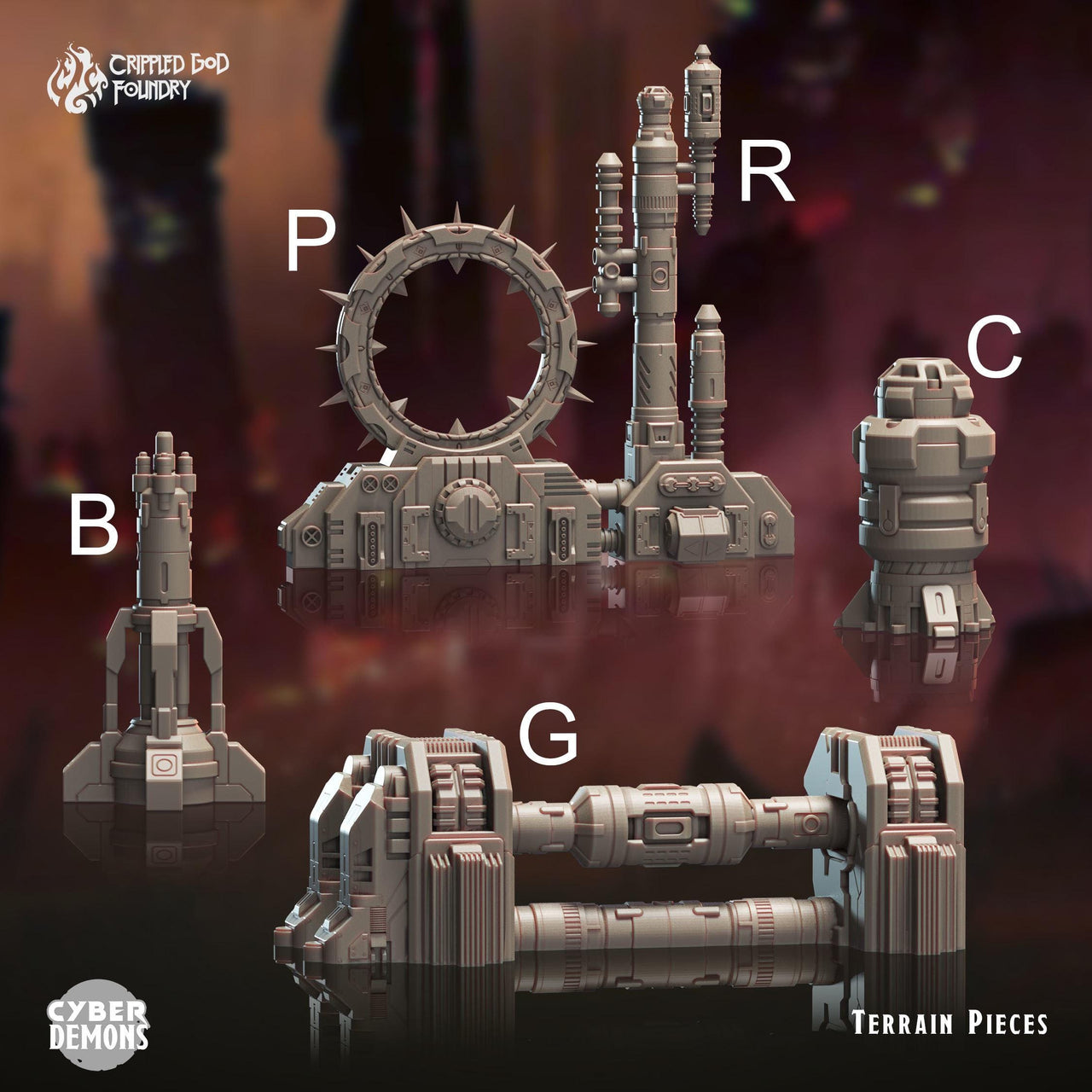 Portal Machinery Terrain Pieces - Crippled God Foundry - Cyber Demons | 32mm | Scifi | Hell | Mars