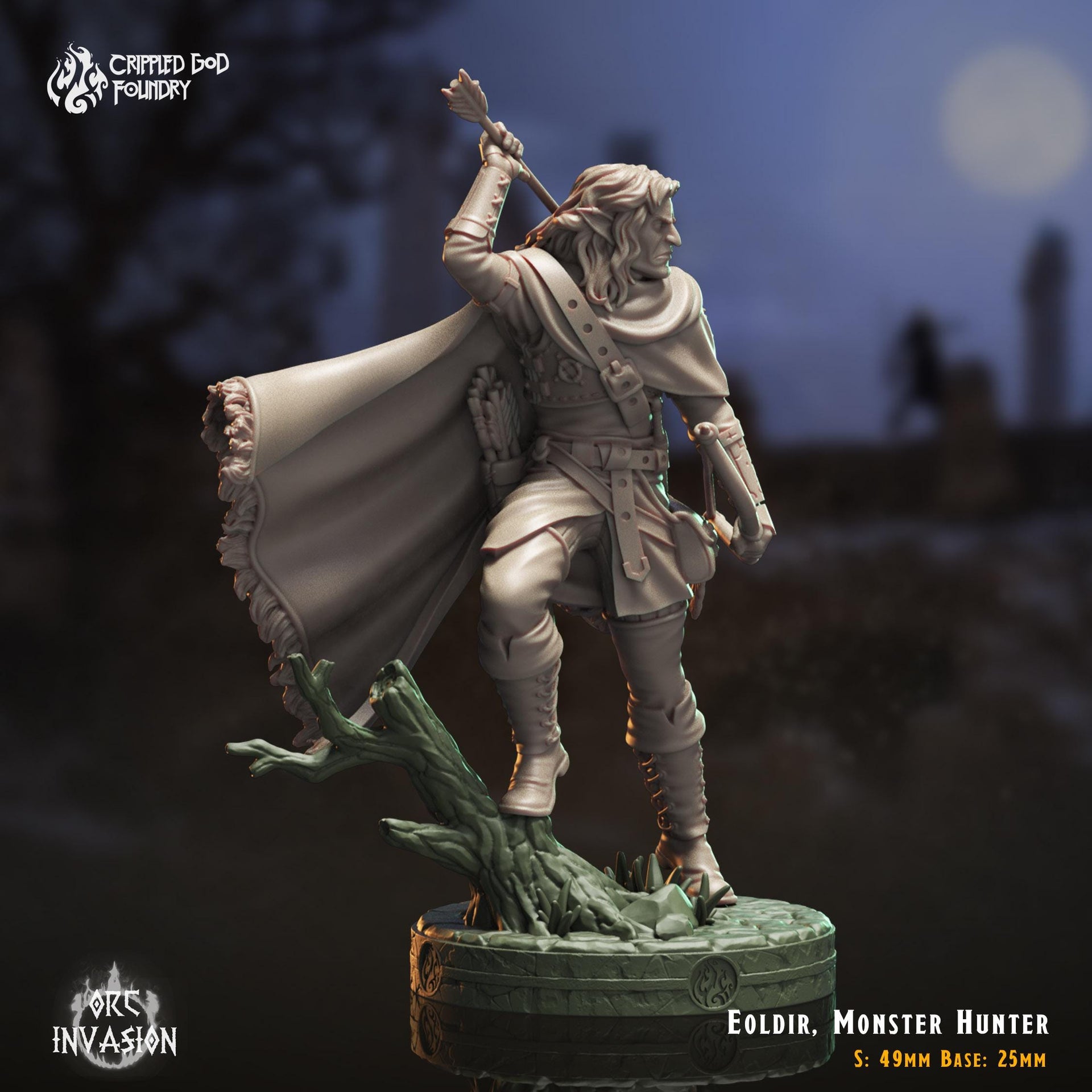 Eoldir, Wood Elf Monster Hunter - Crippled God Foundry - Orc Invasion | 32mm | Archer | Ranger