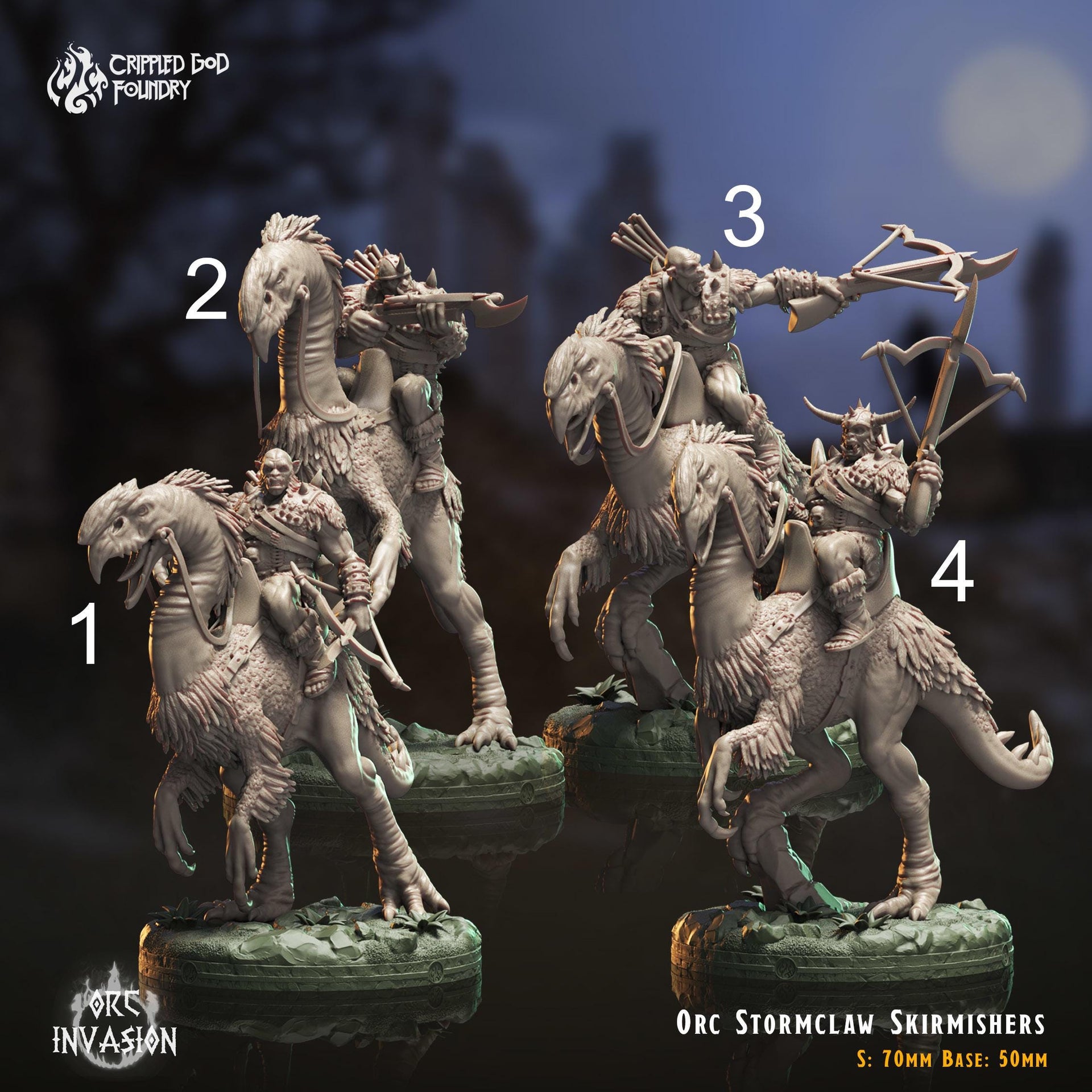 Orc Stormclaw Skirmishers - Crippled God Foundry - Orc Invasion | 32mm | Hunter | Raptor mount