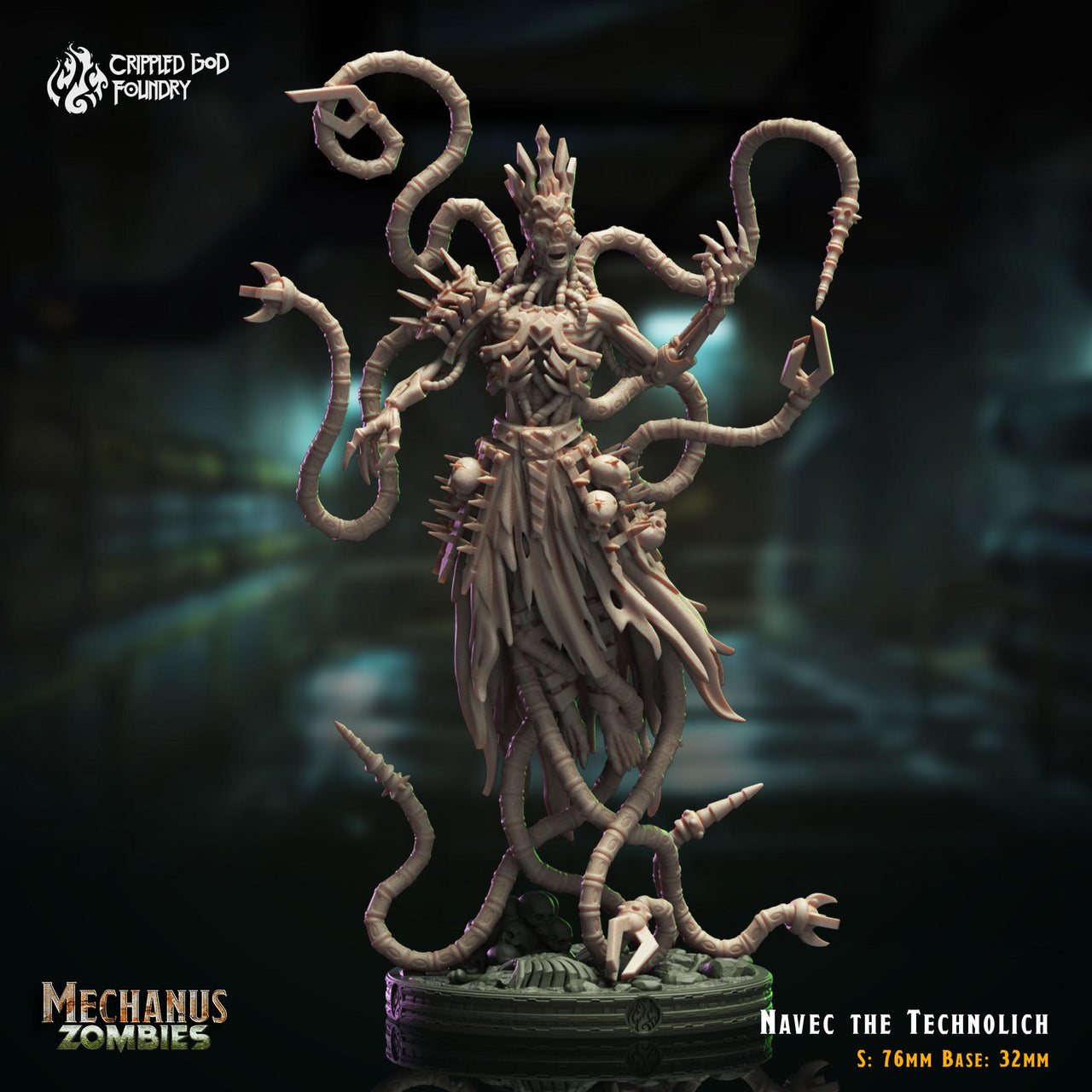 Navec the Technolich - Crippled God Foundry - Mechanus Zombies | 32mm | Scifi | Demon | Necromancer