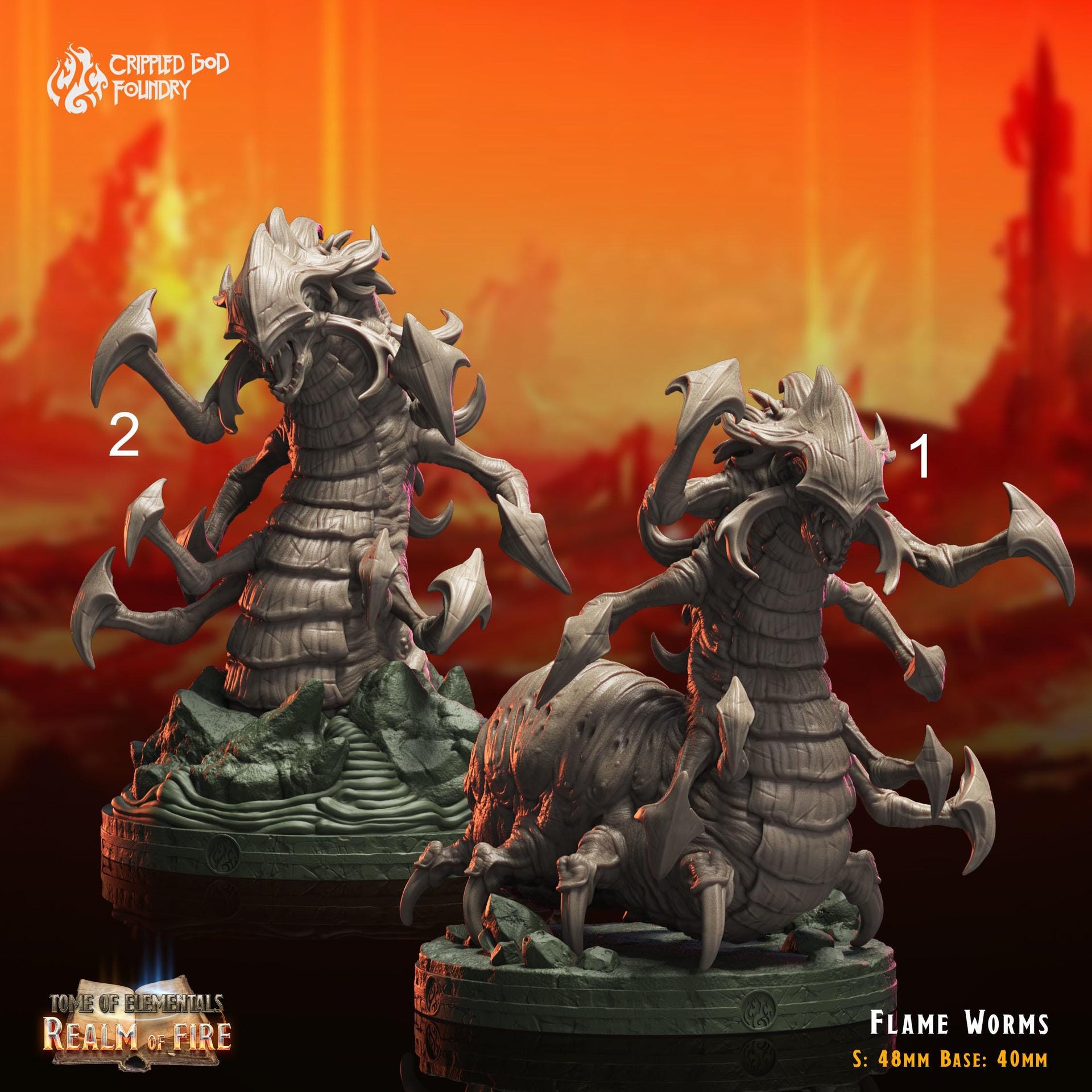 Flame Worm - Crippled God Foundry - Realm of Fire | 32mm | Centipede | Demon | Bug