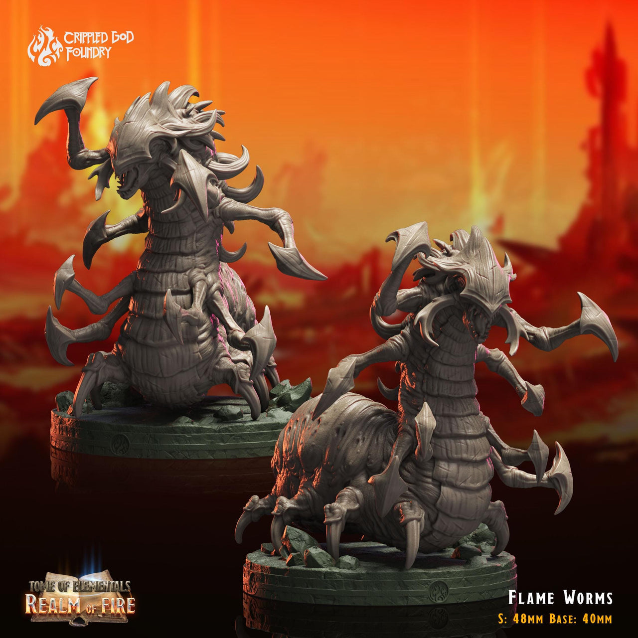 Flame Worm - Crippled God Foundry - Realm of Fire | 32mm | Centipede | Demon | Bug