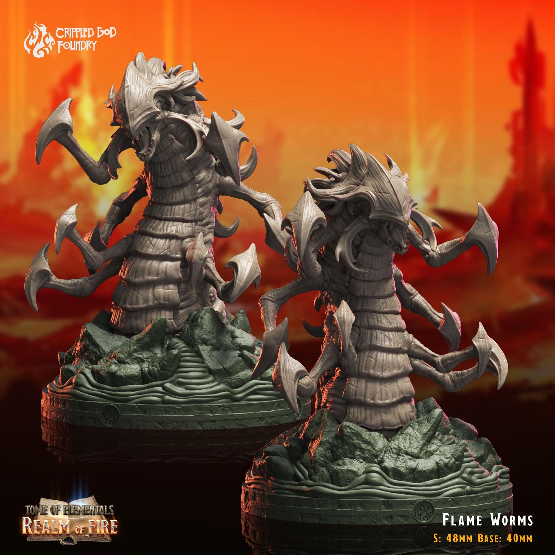 Flame Worm - Crippled God Foundry - Realm of Fire | 32mm | Centipede | Demon | Bug