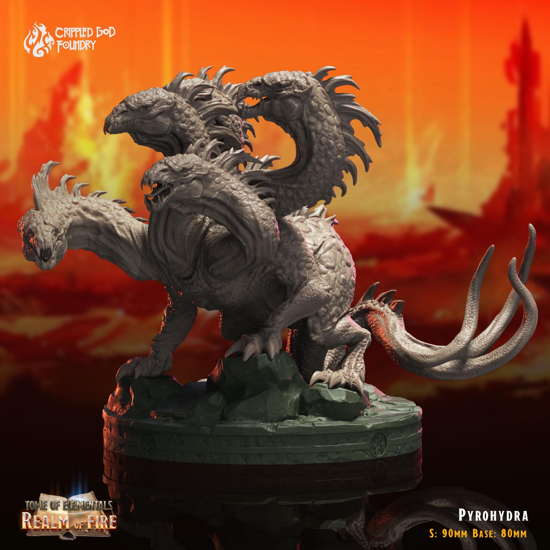 Pyrohydra - Crippled God Foundry - Realm of Fire | 32mm | Dragon | 5 head