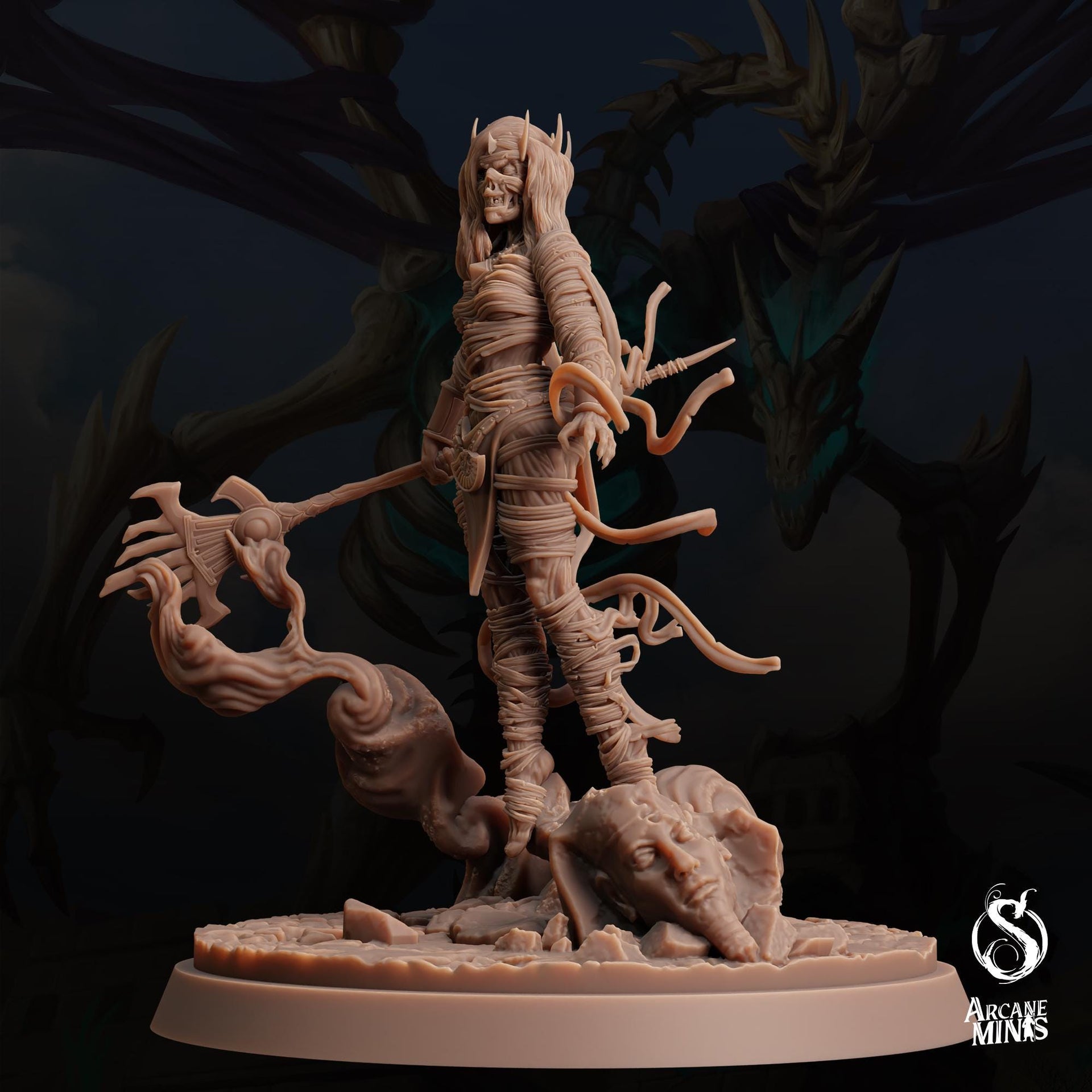 Mummy Lord Malignant One - Arcane Minis | Tomb of Extinction | 32mm | Queen | Sorcerer