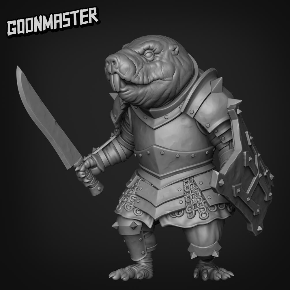 Mole Rat Knight - Goonmaster | Malevolant Mole Rats| Miniature | Wargaming | Roleplaying Games | 32mm | Fighter | Bandit | Mercenary