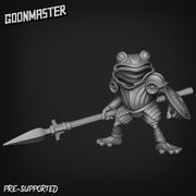 Fancy Frog Spearman - Goonmaster | Miniature | Wargaming | Roleplaying Games | 32mm | bullywug | Knight | Mercenary