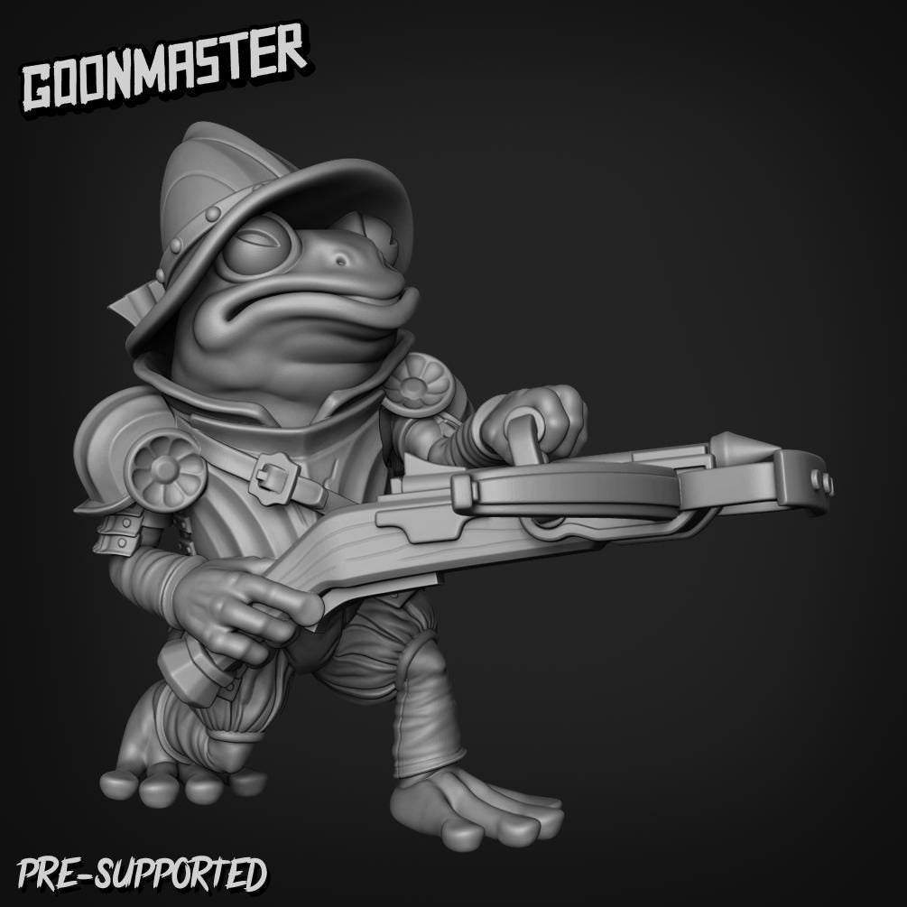 Fancy Frog Arbalest - Goonmaster | Miniature | Wargaming | Roleplaying Games | 32mm | bullywug | Knight | Crossbow