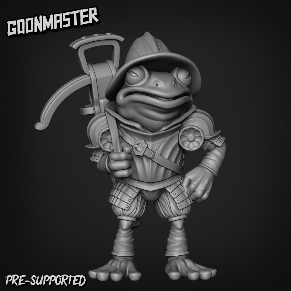 Fancy Frog Arbalest - Goonmaster | Miniature | Wargaming | Roleplaying Games | 32mm | bullywug | Knight | Crossbow