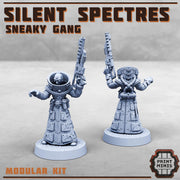 Silent Spectres, Sneaky Gang- Print Minis | Sci Fi | Light Infantry | 28mm Heroic | Apocalypse | Bandits | Wasteland