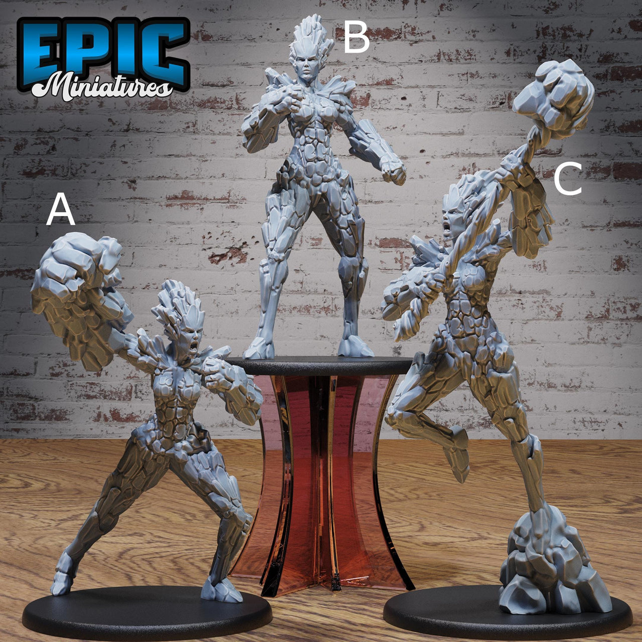 Earth Elemental Female - Epic Miniatures | Deep Dark Caves | 28mm | 32mm | Barbarian | Warrior | Golem