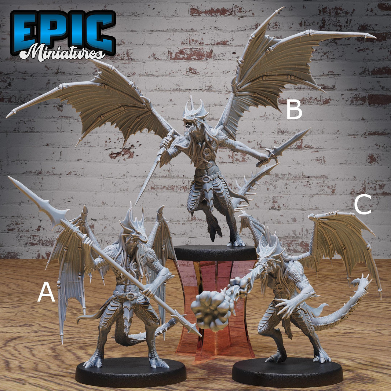 Draconic Demon Brass - Epic Miniatures | Deep Dark Caves | 28mm | 32mm | dragon | Lizardfolk