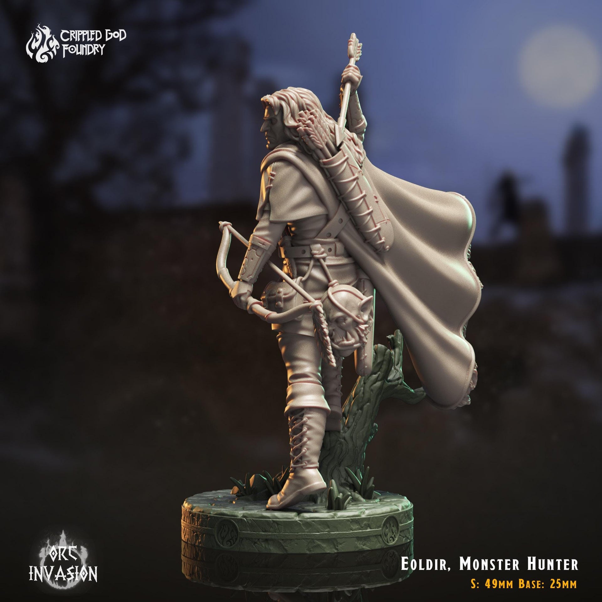 Eoldir, Wood Elf Monster Hunter - Crippled God Foundry - Orc Invasion | 32mm | Archer | Ranger