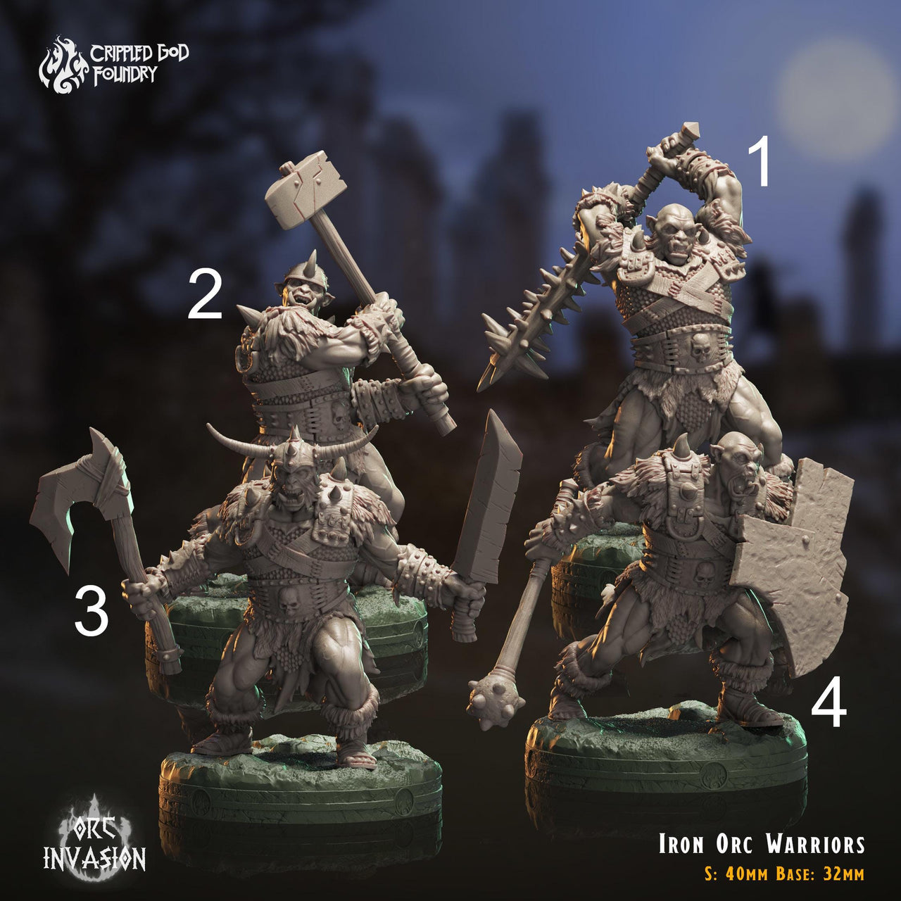 Iron Orc Warriors - Crippled God Foundry - Orc Invasion | 32mm | Barbarian