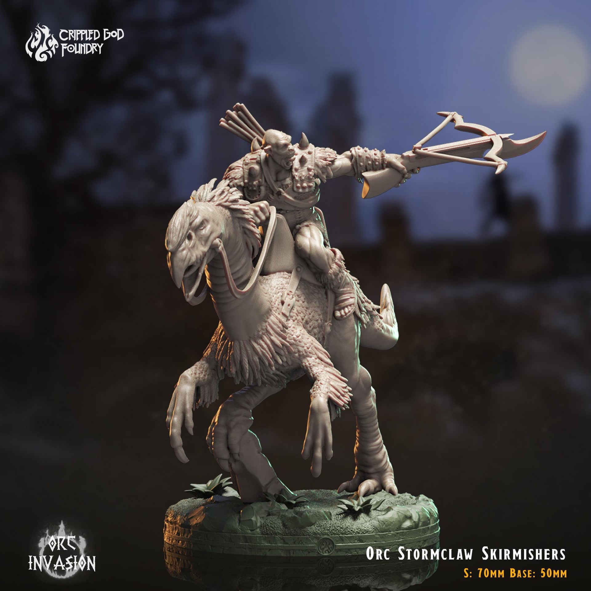 Orc Stormclaw Skirmishers - Crippled God Foundry - Orc Invasion | 32mm | Hunter | Raptor mount