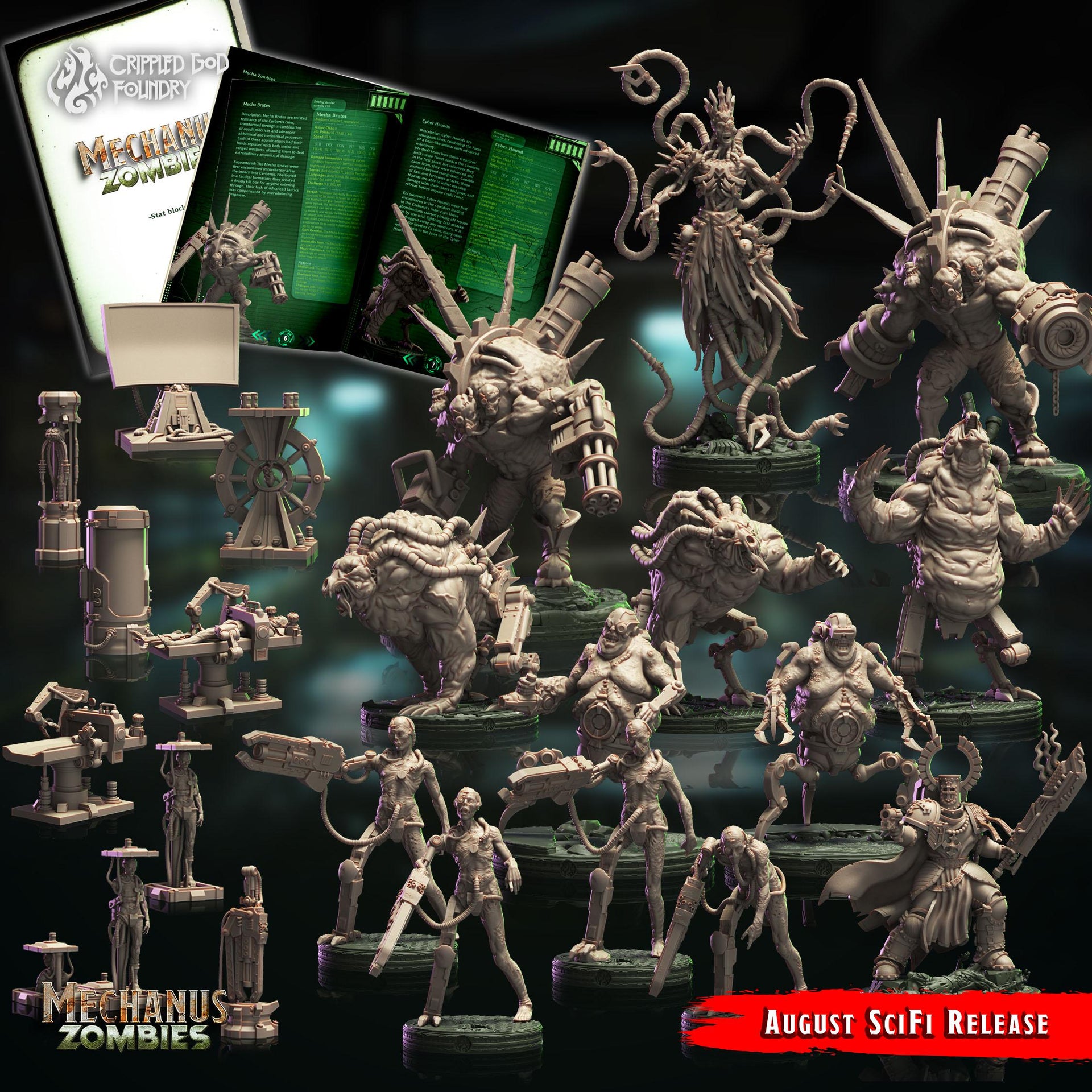 Cyber Hounds - Crippled God Foundry - Mechanus Zombies | 32mm | Scifi | Cyborg | Demon