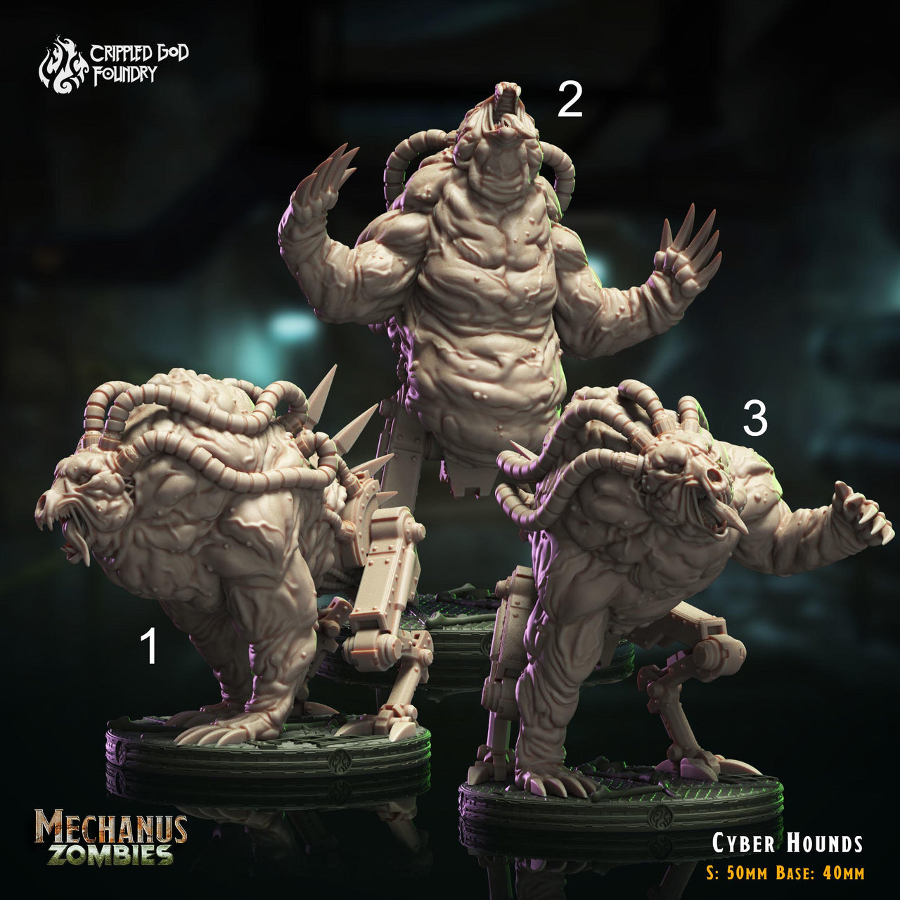 Cyber Hounds - Crippled God Foundry - Mechanus Zombies | 32mm | Scifi | Cyborg | Demon