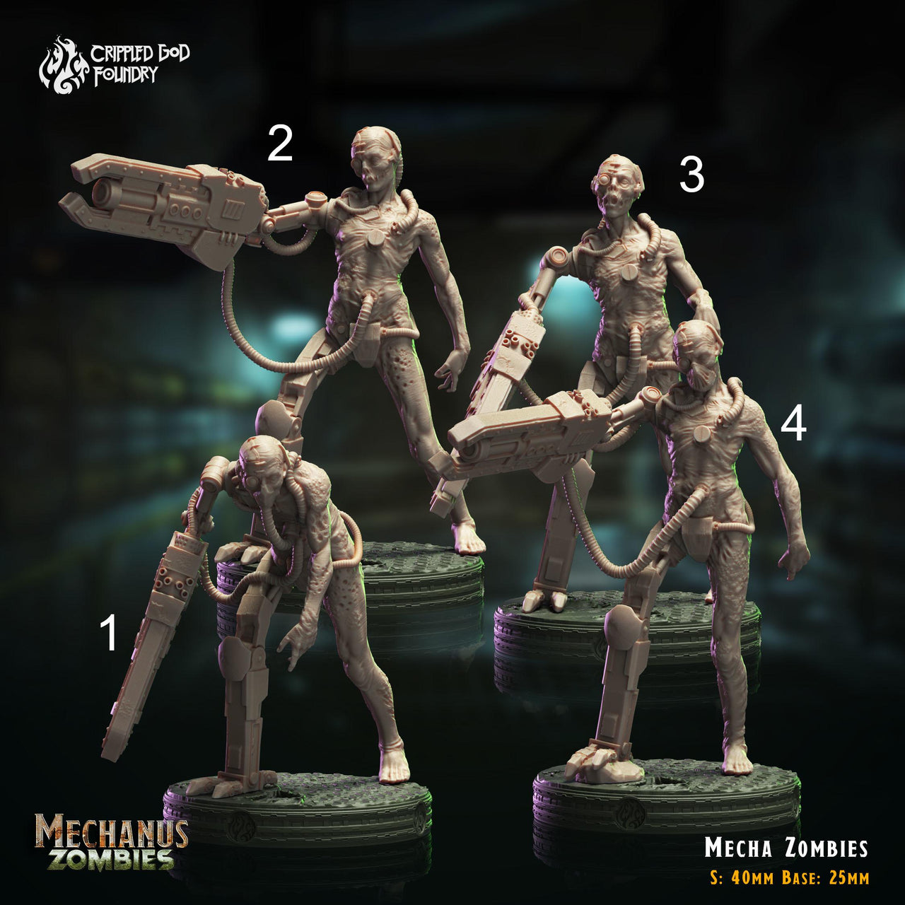 Mecha Zombies- Crippled God Foundry - Mechanus Zombies | 32mm | Scifi | Experiment | Cyborg