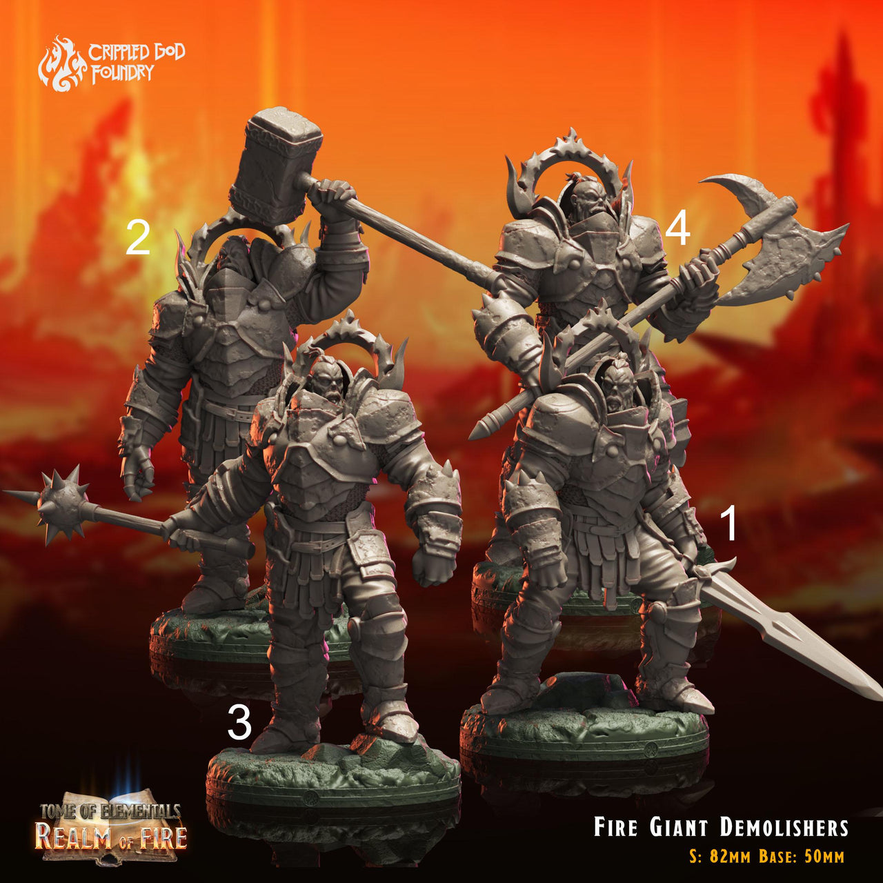 Fire Giant Demolishers - Crippled God Foundry - Realm of Fire | 32mm | Champion | Fighter | Warrior | Knight