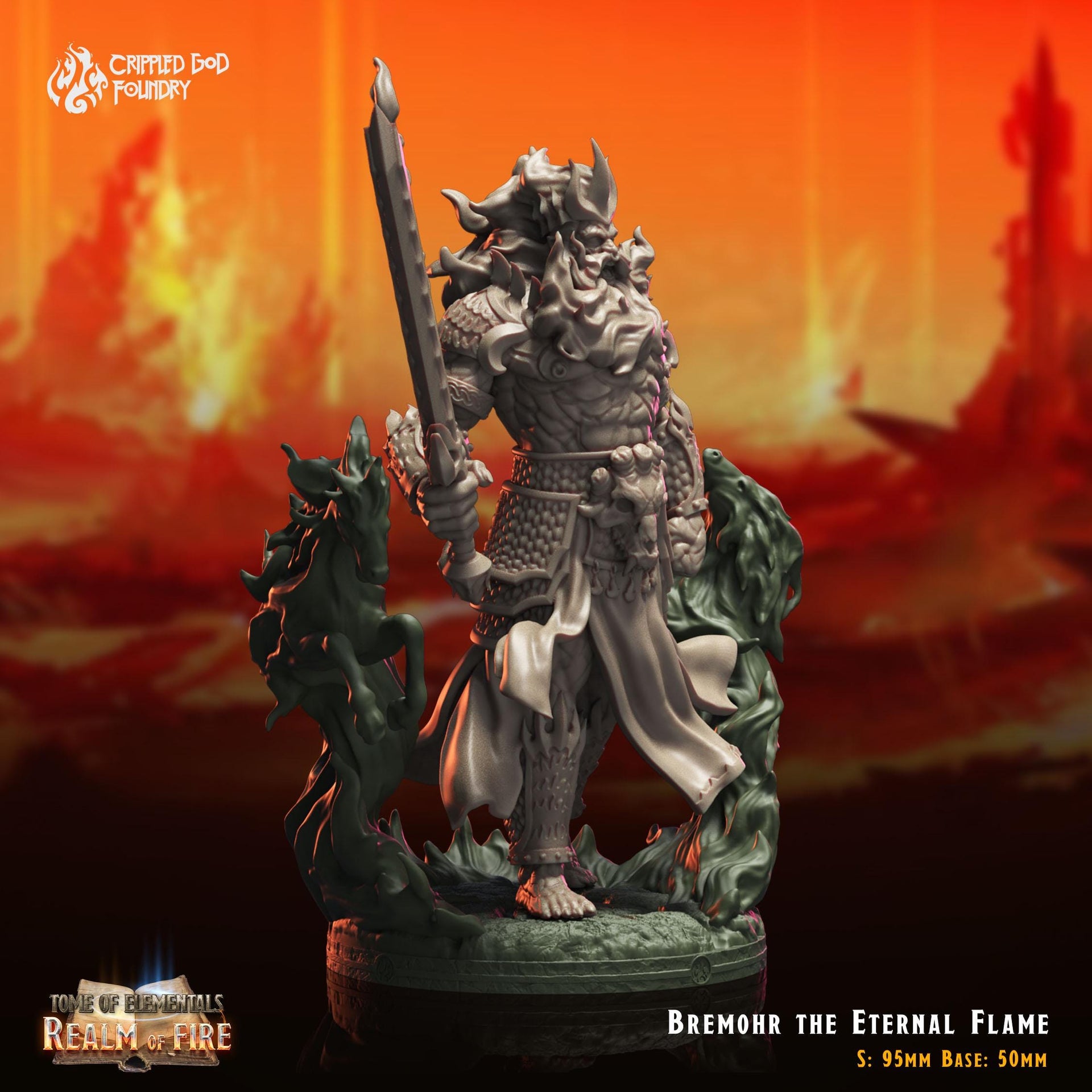 Bremohr the Eternal Flame, Fire Giant Lord - Crippled God Foundry - Realm of Fire | 32mm | Champion | Fighter