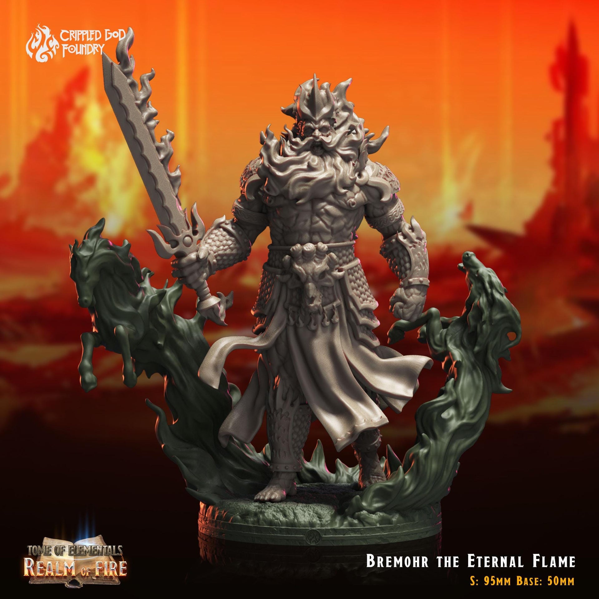 Bremohr the Eternal Flame, Fire Giant Lord - Crippled God Foundry - Realm of Fire | 32mm | Champion | Fighter